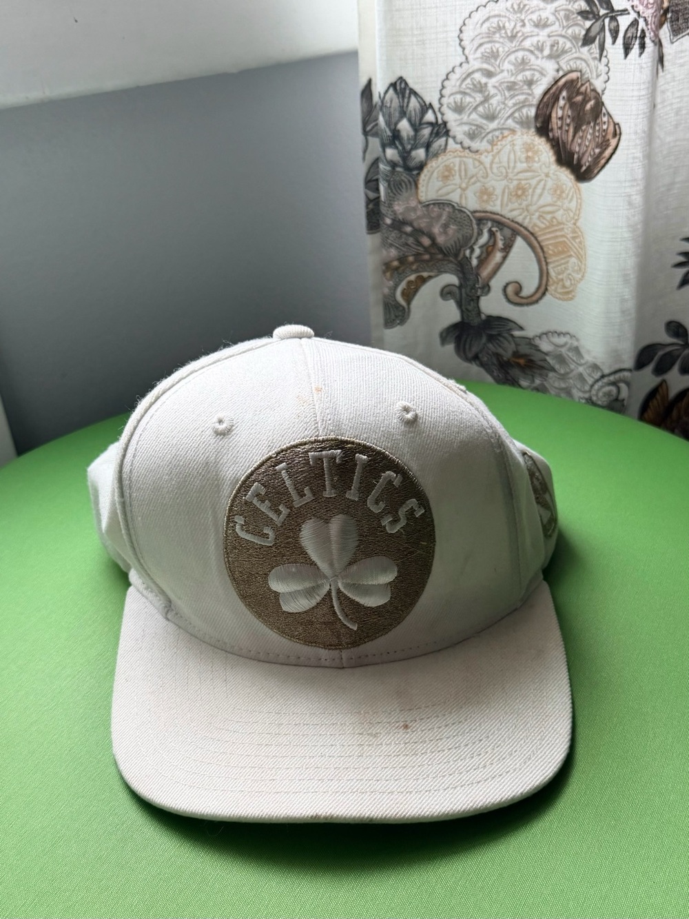 Mitchell & Ness White and Gold Celtics Snapback Hat
